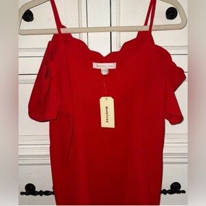 Monteau Los Angeles Cold Shoulder Top Scarlet Size Medium NWT!